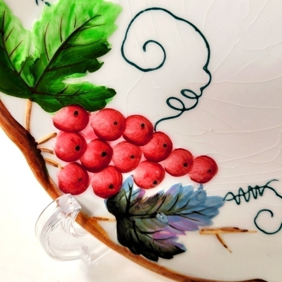 Vintage Rare 1950's Lefton Raised Grape Design Hand Painted Plate 8" Set… - Picture 8 of 14